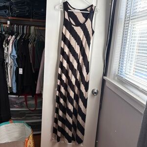Calvin Klein | Size 4 | Black & Beige Tie-Dye Racerback Maxi Dress
